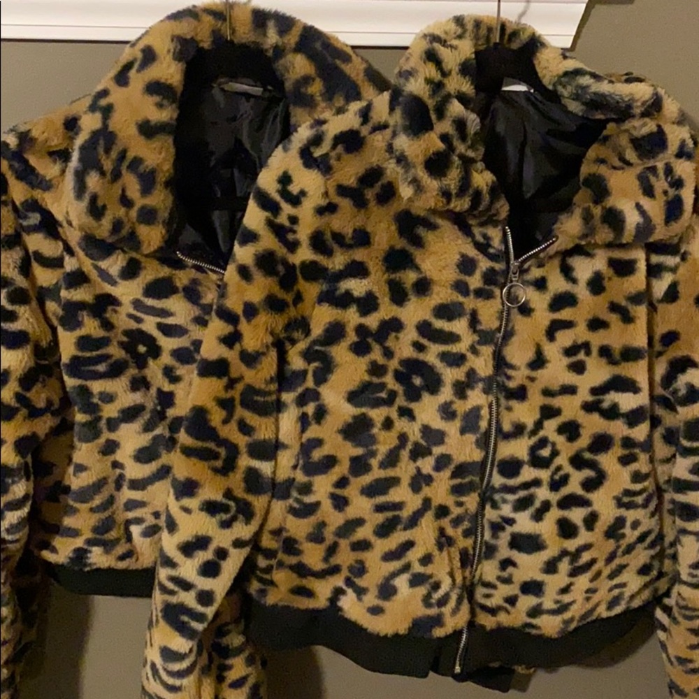 Matching girl and teen leopard coats